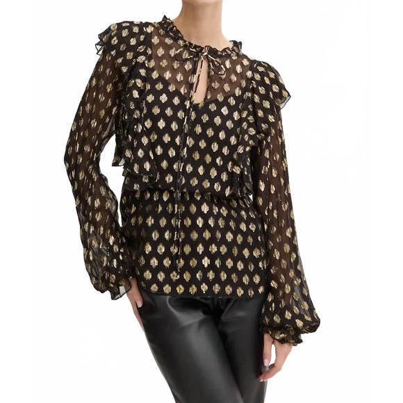 NEW NEVER FULLY DRESSED primrose patterned blouse in black - Picture 1 of 5